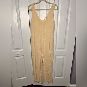 Carly Jean Los Angeles‎ Cream Linen Blend Jumpsuit Sleeveless Romper Size Small
